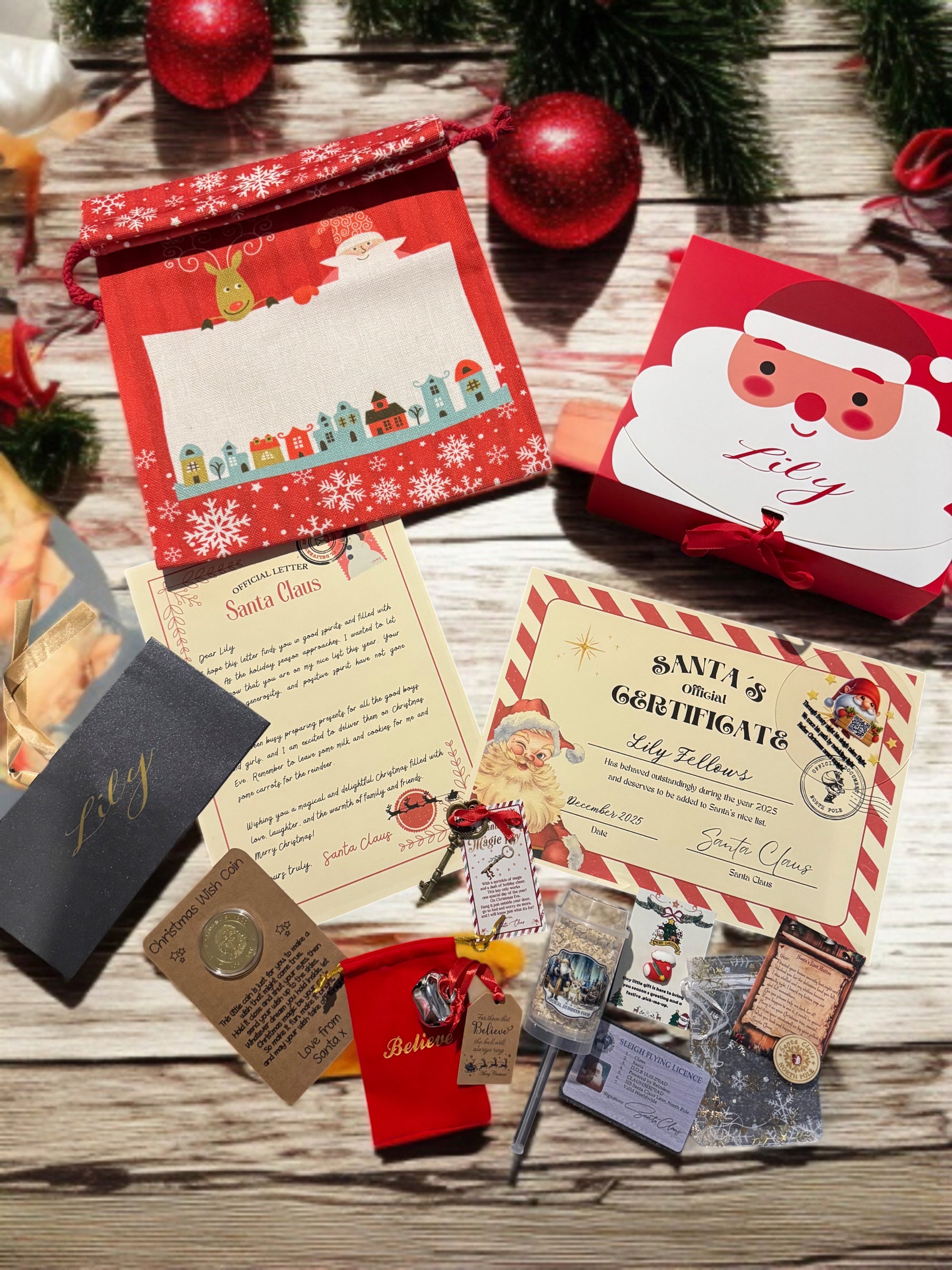 Personalised Christmas Bundle Christmas Set with Santa Claus Letter & Official Certificate for Kids