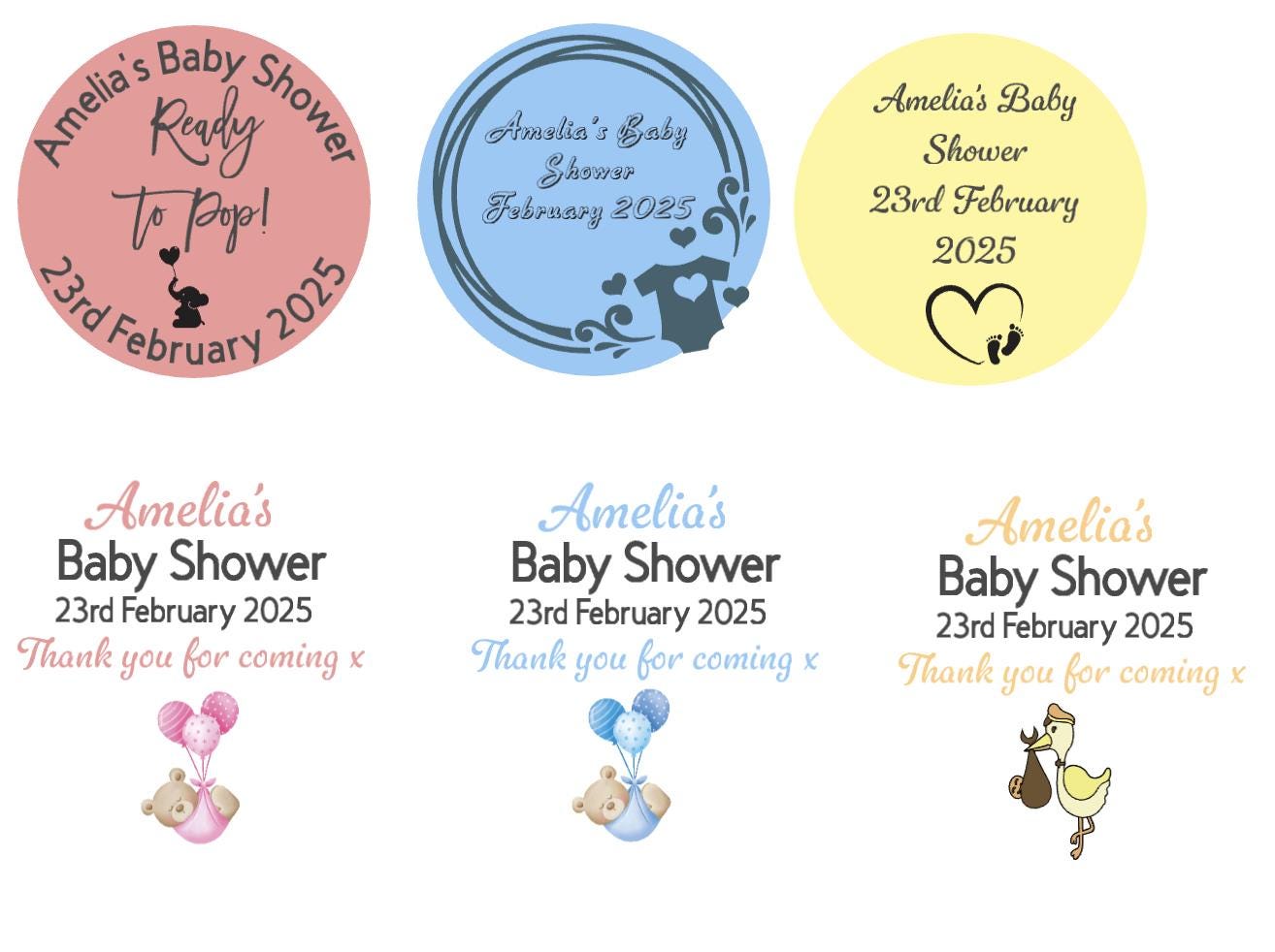 Personalised Stickers for Birthday's / Baby Shower's