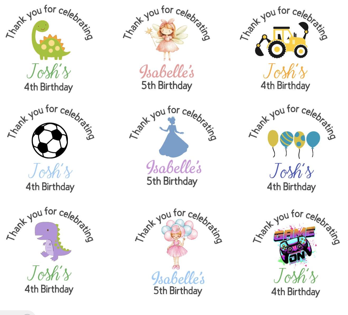 Personalised Stickers for Birthday's / Baby Shower's