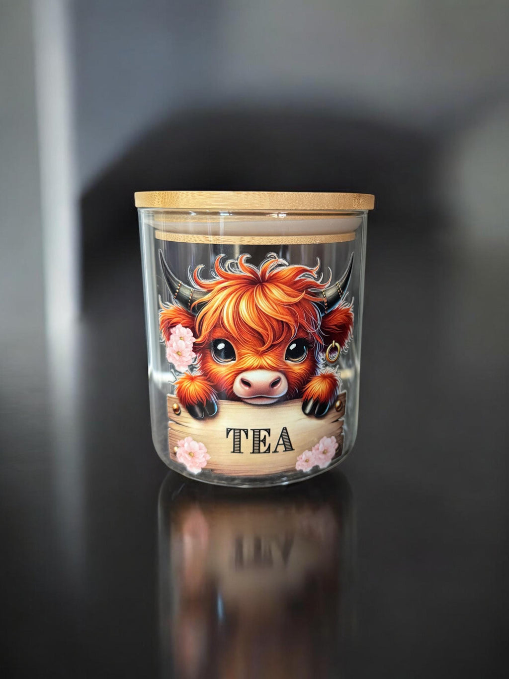 Tea, Coffee Sugar Glass Canisters with Bamboo Lid